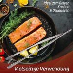 4smile Grillzange Edelstahl, Kochpinzette 30cm lang, abgerundete Zangenenden mit fein profilierten Greifflächen, Solide Küchenzange ideal als Grillpinzette & Fleischzange – Bild 3
