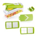 Genius Nicer Dicer Smart (6 tlg.) in Grün, Gemüseschneider für Würfel, Stifte, Scheiben, Streifen und Viertel, Salatschneider Mandoline Gurkenhobel