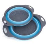 Diealles Faltbarer Seiher, 2 Stück Faltbare Abtropfsieb Silikon Faltbarer Nudelsieb Faltbar Silikon Filter Gemüse Frucht Korb Für Küchenzubehör Set (Blau)