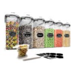 Wildone Müsli Behälter Set aus Kunststoff, 6 grosse (16,9 Tassen, 384 ml), luftdichte Frischhaltedosen, auslaufsicher, BPA-freier Müsli-Spender, Mehl, Zucker, trockene Lebensmittel mit schwarz Deckel