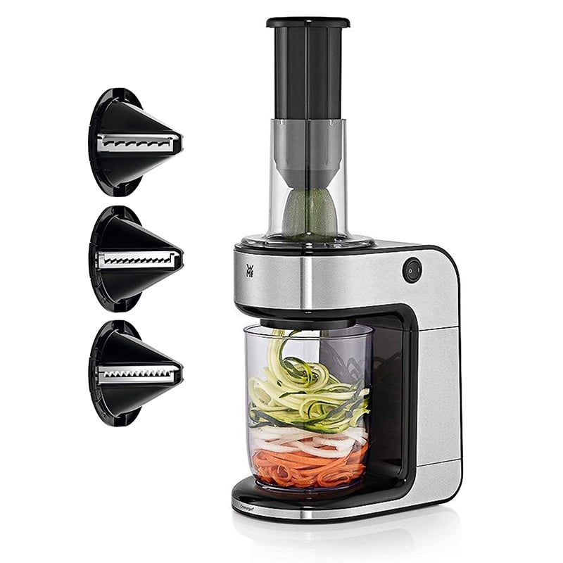 71uFUzG32UL._AC_SL1500_ WMF Kult X Gemüsenudeln Spiralschneider elektrisch, Zoodle Maker, Zucchini Nudeln Schneider, 3 Schneideinsätze und Auffangbehälter – Bild 1