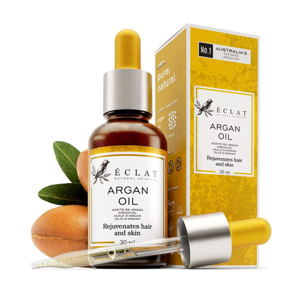 Eclat Skincare, Bio Arganöl für das Haar, 100% reines marokkanisches Haaröl für Frauen & Männer, nährendes, feuchtigkeitsspendendes Arganöl für Gesicht, Haut, Nägel & Körper, repariert, glättet das Haar