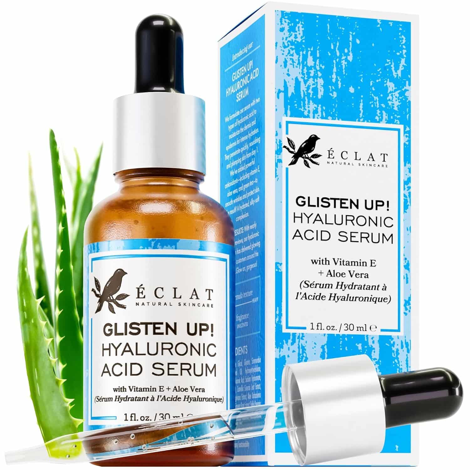 81M+j+rInNL._SL1500_ Eclat Skincare, Bio-Hyaluronsäure Serum für das Gesicht, Straffende, aufpolsternde, regenerierende Feuchtigkeitspflege Anti Aging Serum & Antioxidantien, Hydratisierendes Hyaluronsäure Gesichtsserum – Bild 1