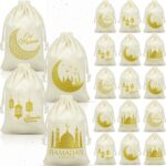 24 Stück Ramadan Sackleinen Taschen Eid Mubarak Taschen Leinen Kordelzug Geschenktüten Islamische Geschenke Klein Kordelzug Beutel Eid Taschen für Muslim Eid Mubarak Deko – Bild 8