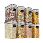 Wildone Frischhaltedosen, luftdicht, Vorratsdosen für Müsli und trockene Lebensmittel, Zucker, Mehl, Snacks, Backzubehör, auslaufsicher, mit schwarzem Verschlussdeckel, 2,5 l, 8 Stück