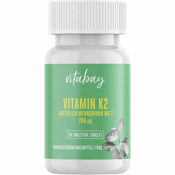 Vitabay Vitamin K2 hochdosiert 200 µg (mcg) - VEGAN Vitamin K2 Tabletten MK7 MK-7 aus natürlichen Zutaten und laborgeprüft - Vit K2 Vitamin K 2 (Menaquinon-7) All-Trans Form K2 Vitamin Vitamin-k2
