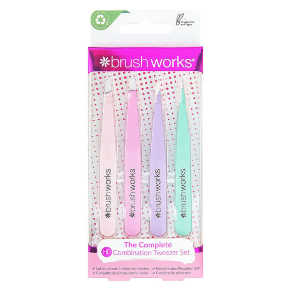 Brushworks Kombination Pinzette 4-Stück Set, Pastellkreide in Rosa und Violett
