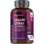Kalium mit Vitamin C Tabletten - 1380mg Kaliumcitrat mit 80g Ascorbinsäure - 180 vegane Tabletten & 3 Monate Vorrat - Kalium trägt zu einem normalen Nervensystem & Blutdruck bei (EFSA) - WeightWorld