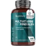 Multivitamine & Mineralien mit Vitamin C, D3, B Komplex - 365 Vegane Tabletten mit 1 Jahr Vorrat - A bis Z Vitamine mit Magnesium, Zink, Eisen, Biotin, Chrom, Selen, Kupfer, Folsäure - von WeightWorld