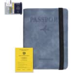 XIUWOUG Reisepasshülle,Passport Cover,Kunstleder Impfpass Hülle mit RFID-Blocker für Damen Herren Reisepass Kreditkarten, Ausweis und Reisedokumente