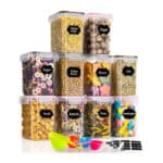 GoMaihe 1.6L Vorratsdosen 10 Set, Aufbewahrungsbox Küche Luftdicht Behälter aus Plastik Mit Deckel, Vorratsgläser zur Aufbewahrung von Nudeln, Müsli, Reis, Mehl, und für futter Haustiere, MEHRWEG
