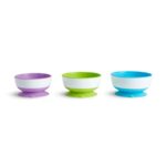 Munchkin Stay Put Schalen mit Saugfuss, 3er-Pack, Blau/Grün/Lila