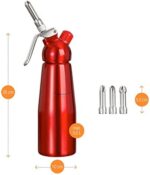 Amazy Sahnespender inkl. 3 Edelstahl Tüllen + 2 Reinigungsbürsten, Profi Sahnesyphon aus Aluminium für die Zubereitung von Schlagsahne, Creme, Mousse, Espuma & Co. – Bild 3