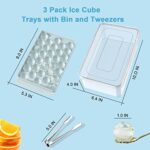 Miaowoof Mini Eiswürfelform Bälle, Runde Eiswürfelbehälter für Gefrierschrank Kreis, Eis, Cocktail, Whiskey, Tee, Kaffee, 1,2in x 99 Stück (3 Eiswürfelschalen & Eisbehälter & Eiszange) – Bild 4