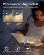 dewenwils Leselampe Buch Klemme, USB Wiederaufladbare Klemmleuchte für Lesen im Bett, 2 Helligkeitsstufen Leselicht, Warmweisses Buchlampe, Geschenk – Bild 3