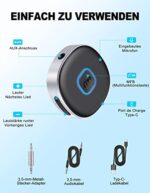 Mohard AUX Bluetooth Adapter Auto, Drahtloser KFZ Bluetooth 5.0 Empfänger für Heim-Stereo/Kabelgebundene Kopfhörer, Mini Bluetooth Adapter AUX, Freisprechanrufen, Dual Verbindung, 16 Stunden Spielzeit – Bild 5