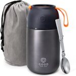 GoodForYou Thermobecher - 730ml-Edelstahl-Flasche für warme & kalte Lebensmittel - Doppelwandige Isolierung, Thermobehälter für Schule, Büro, Reise, Camping - Faltbarer Löffel, Beutel