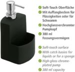 WENKO Spülmittelspender Festival, Seifenspender für die Küche, hochwertige Keramik mit Soft-Touch Oberfläche, mit extra Fach für den Spülschwamm, Fassungsvermögen 380 ml – Bild 2