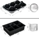 Rottay Eiswürfelform Silikon, XXL 45mm Eiskugelform 48mm 6-Fach 2-Set Eiswürfelformen Ice Cube Tray, BPA Frei Eiswürfel Form für Whisky Cocktails Saft Schokolade Süssigkeiten – Bild 5