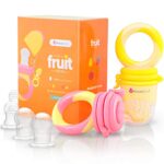 NatureBond Fruchtsauger Baby (2 Fruchtsauger + 6 Schnuller) - Schnuller für Obst, Gemüse & Babynahrung 3 Monate + Beissring, BPA frei