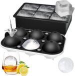 Rottay Eiswürfelform Silikon, XXL 45mm Eiskugelform 48mm 6-Fach 2-Set Eiswürfelformen Ice Cube Tray, BPA Frei Eiswürfel Form für Whisky Cocktails Saft Schokolade Süssigkeiten