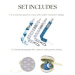 Dodo Babys, Schnullerklemme, 4er-Packung + Schnulleretui, Premium Qualität Moderne Designs Universal Halfter Leine für Schnuller, Beissspielzeug oder Schnulle – Bild 3