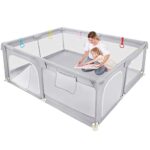 Dripex Laufstall Baby, Laufgitter Absperrgitter mit atmungsaktivem Netz Schutzgitter Krabbelgitter für Kinder, Sicherheitsspielplatz
