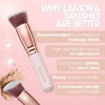 Lamora, Make Up Pinselset Kosmetik Kabuki Pinsel Set, 10 Teiliges Premium Schminkpinsel Set (Puderpinsel Foundation Pinsel Inkl.), Ideal für Puder, Cremige oder Flüssige Foundation, Super Geschenkidee – Bild 5