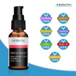 YEOUTH, Retinol Serum für das Gesicht, Beauty Produkte mit Hyaluronsäure, Vitamin E & Aloe Vera, Hautpflege gegen Falten & Flecken, Feuchtigkeitscreme Nachtserum Geschenke für Frauen & Männer – Bild 4