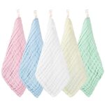 koo-dib, Baby Musselin Waschlappen tuch Baby Mullwindeln Spucktücher baby-Handtücher Weiche Neugeborene Baby Gesichtstücher Saugfähig Junge Mädchen Sabberlätzchen Baby 10 Stück 25x25 cm Koo-dib lätzchen Baby – Bild 2