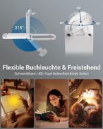 dewenwils Leselampe Buch Klemme, USB Wiederaufladbare Klemmleuchte für Lesen im Bett, 2 Helligkeitsstufen Leselicht, Warmweisses Buchlampe, Geschenk – Bild 5