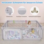 Dripex Laufstall Baby, Laufgitter Absperrgitter mit atmungsaktivem Netz Schutzgitter Krabbelgitter für Kinder, Sicherheitsspielplatz – Bild 4