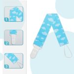 YOOFOSS Schnullerkette 6er Pack Baumwolle Baby Schnullerband Nuckelketten Junge Mädchen Schnullerketten für Schnur mit Clips Tupfen – Bild 4