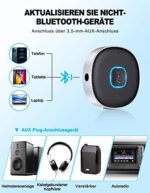 Mohard AUX Bluetooth Adapter Auto, Drahtloser KFZ Bluetooth 5.0 Empfänger für Heim-Stereo/Kabelgebundene Kopfhörer, Mini Bluetooth Adapter AUX, Freisprechanrufen, Dual Verbindung, 16 Stunden Spielzeit – Bild 3
