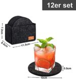 Glowbal Filz Untersetzer rund für Gläser 12er Set, Design Glasuntersetzer in dunkelgrau für Getränke, Bar, Tassen, Glas - Tischuntersetzer Filzuntersetzer – Bild 6