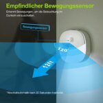 AUVON LED Nachtlicht mit Bewegungsmelder, Aufladbar USB Nachtlicht Kinder mit 3 Modi (Auto/ON/OFF), Kaltes weisses & Warmes weisses  Nachtlampe für Kinderzimmer, Schlafzimme, Badezimmer, Gang [2 Stück] – Bild 6