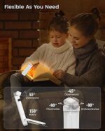 Glocusent Leselampe Buch Klemme, Wiederaufladbare USB Leselicht im Bett, 3 Bernsteinfarben & 5 Helligkeit Dimmbar, Kompakt Langlebig Buch Leselampe, Geschenk für Kinder Bücherwürmer – Bild 5