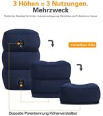 Sunany Aufblasbares Fussstützen kissen für Reisen, Kinder, Erwachsene, Flugzeug Reisekissen, höhenverstellbar, für Kinder zum Schlafen auf Reisen, geeignet für Büro, Zuhause und jede Reise – Bild 3