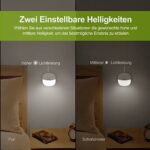AUVON LED Nachtlicht mit Bewegungsmelder, Aufladbar USB Nachtlicht Kinder mit 3 Modi (Auto/ON/OFF), Kaltes weisses & Warmes weisses  Nachtlampe für Kinderzimmer, Schlafzimme, Badezimmer, Gang [2 Stück] – Bild 4