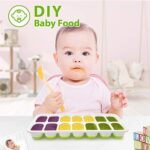 DOQAUS Eiswürfelform Silikon Eiswürfelbehälter Mit Deckel & Stapelbar [LFGB-Zertifiziert & BPA-Frei] Babybrei Einfrieren Behälter 56 Eiswürfel für Babybrei, Whisk, Fruity 4 PACK Eiswürfel Maker – Bild 6