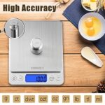 CHWARES Digitale Küchenwaage, USB-Aufladung, 3 kg / 0,1 g Mini-Lebensmittelwaage, elektrische Küchenwaage, wasserdicht, digital, wiederaufladbar, LCD-Display, Edelstahl, für Zutaten Schmuck und Kaffee – Bild 2