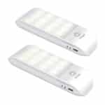 Suright, LED Nachtlicht mit Bewegungsmelder, Aufladbar USB 12LED Nachtlampe mit 3 Modi (AUTO/EIN/AUS), LED Schranklicht für Kinderzimmer, Schlafzimme, Badezimmer, Gang, Treppe, Küche, 4000K Warmweiss