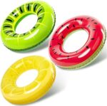 JOYIN 3 Stück Aufblasbare Schwimmringe mit Sommerfruchtmalerei, Kiwi, Zitrone und Wassermelone, 82.5 cm Badespielzeug für Poolparty Dekorationen