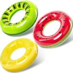 JOYIN 3 Stück Aufblasbare Schwimmringe mit Sommerfruchtmalerei, Kiwi, Zitrone und Wassermelone, 82.5 cm Badespielzeug für Poolparty Dekorationen
