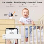 BOIFUN Babyphone mit Kamera 1080P, 5" Babyphone Video, PTZ 355°, Bewegungs- und Geräuscherkennung, Temperatur- und Luftfeuchtigkeitsüberwachung, unterstützt Mobile App Steuerung – Bild 3