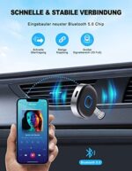 Mohard AUX Bluetooth Adapter Auto, Drahtloser KFZ Bluetooth 5.0 Empfänger für Heim-Stereo/Kabelgebundene Kopfhörer, Mini Bluetooth Adapter AUX, Freisprechanrufen, Dual Verbindung, 16 Stunden Spielzeit – Bild 6