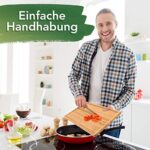 Loco Bird massives Bambus Schneidebrett mit Saftrille, 44,8x30x2 cm grosses Holz-Brett für die Küche, XXL Tranchierbrett, Antibakterielles Holzbrett – Bild 5