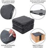 Amazy Schiefer Untersetzer Set (8 Stück) inkl. Kreidestift, Dekorative Glasuntersetzer aus 100% Natur Schieferplatten mit praktischem Halter aus Filz, Tolle Geschenkidee – Bild 2