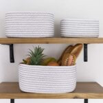 La Jolíe Muse Korb Aufbewahrung, Aufbewahrungskorb 3er-Set, Wickelkommode Organizer, 30cm Baumwollseil Storage Baskets Mehrzweck Organisations Behälter – Bild 3