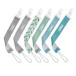 Enovoe Schnullerclip von, 6er Pack Schnullerclips, Stylischer Beissring Schnullerhalter für Baby Jungen und Mädchen